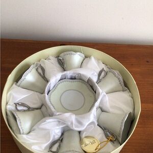 D Lusso Designs Demitasse Espresso White And Silver Cup & Saucer  Bone China